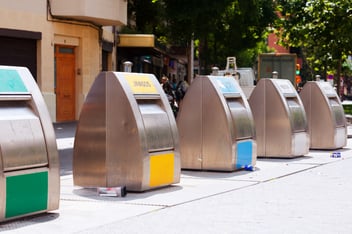 Trashcans at city street