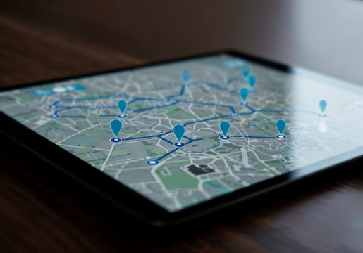 Route map on a tablet screen
