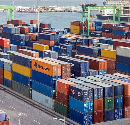 Containers at a shipping terminal