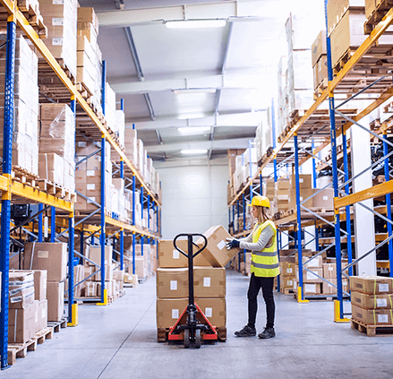 Packing boxes in warehouse