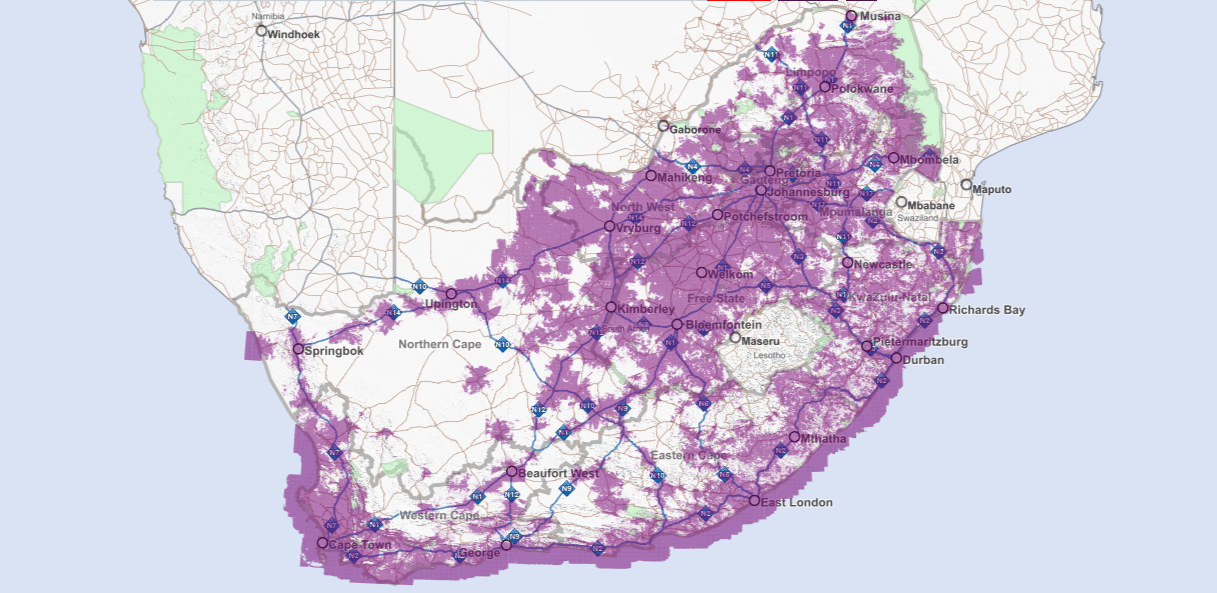 Vodacom Coverage Map April 3