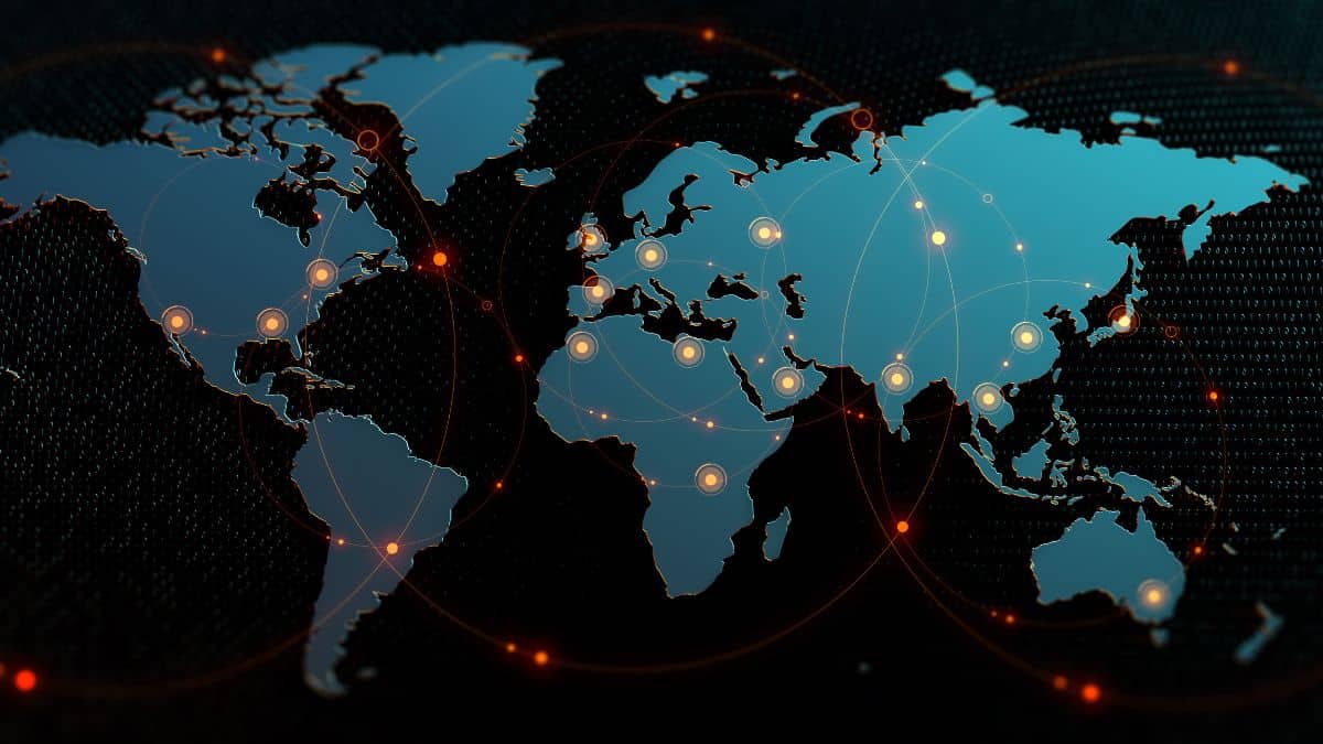 Device Manager UI Teaser (1200 x 675 px) (1) global map of the world, with orange blips around the world